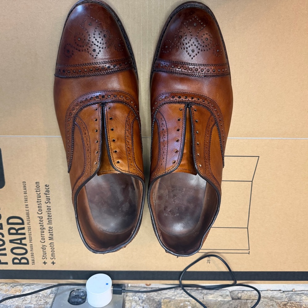 Allen Edmonds Cognac Brown Leather Wingtip Oxfords